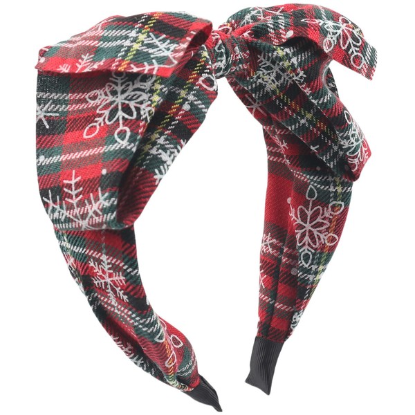 HIFANMM Christmas Headband Red Xmas Plaid Snowflakes Hair Bands for