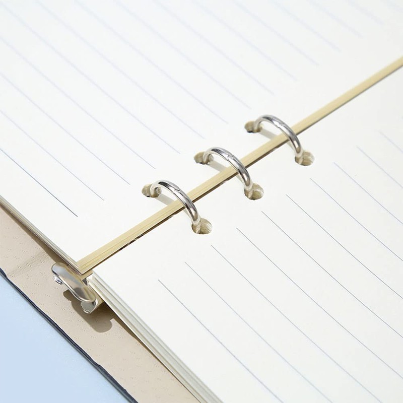 A5 Leather Ring Binder, 6 Round Rings Refillable Notebook Binder,