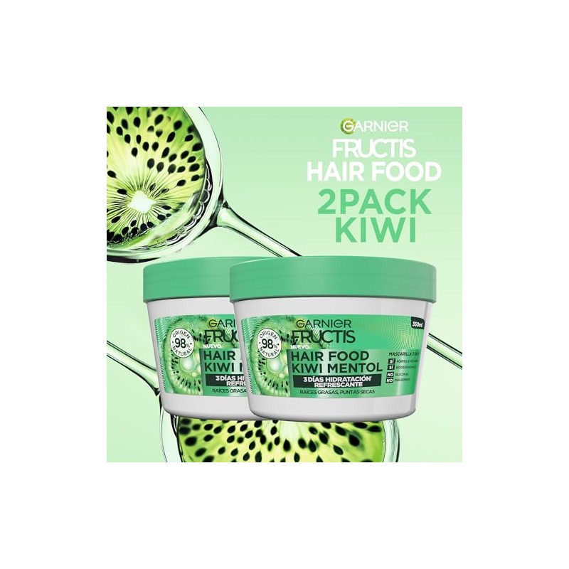 Kit Garnier Fructis HairFood Kiwi mascarilla para cabello hidratante 2Pack