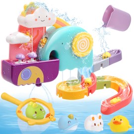 CUTE STONE Baby Bath Toy Bath Toy with Water Slide Floating Toy No Hole Duck Fish Net Gifts for Boys Girls