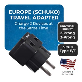 OREI European Adapter Plug, Travel Adaptor for Europe Schuko Countries 2 in 1, for Germany France Iceland Netherlands Russa Greece Spain - Safe Grounded Connection - Universal Socket - 4 Pack
