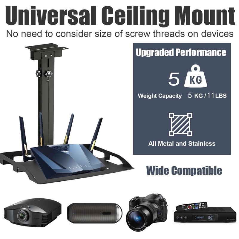 2-Be-Best Universal Projector Ceiling Mount with Tray, 14.8-24.8IN / 37.5-63CM