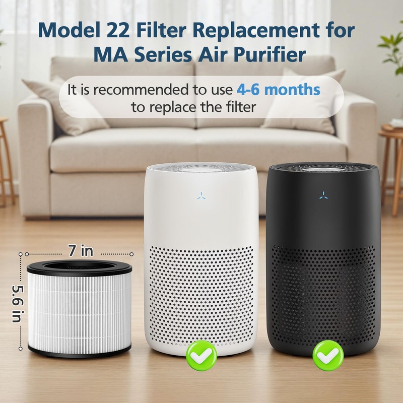 Model 22 Filter Replacement for MA Series Air Purifier, 3-Stage