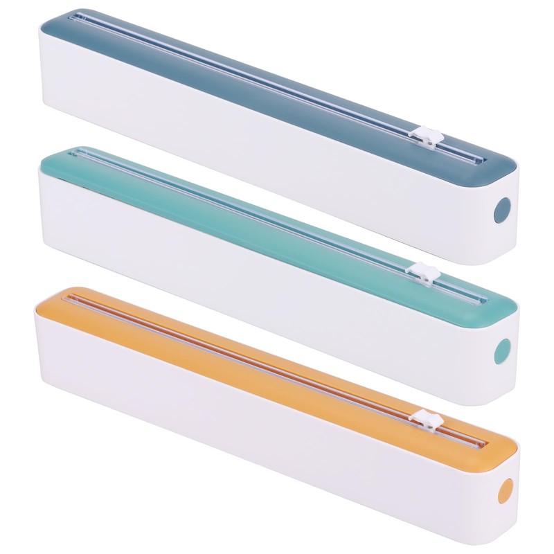 DJAPWPX-3Pcs Plastic Wrap Dispenser with Slide Cutter, Practical Food Wrap