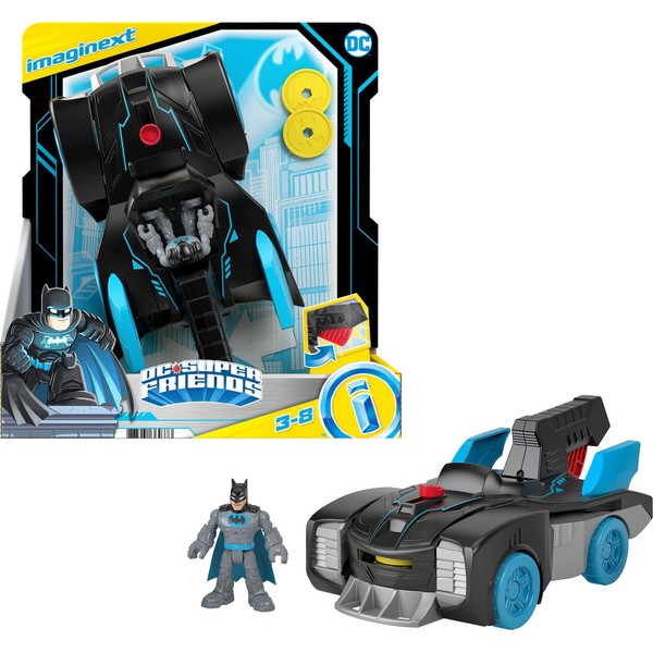 Fisher-Price DC Super Friends Imaginext Batman Toys Bat-Tech Batmobile Transforming Car with Light-Up Figure for Pretend Play Ages 3+ Years