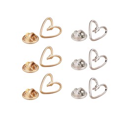 6PCS Gold Silver Heart Lapel Pins for Women, Dainty pins for Dress Scarf Bag Hat Pocket Cardigan Pin (Gold+Silver)