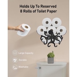 Wigag Octopus Toilet Paper Holder for Extra 8 Rolls, Funny Decorative Toilet Paper Storage Wall Mounted, Farmhouse Bathroom Animal Decor Accessoris Storage Cabinet