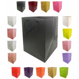 Glossy Vibrant Flower Gift Bag, Bouquet Vase | Valentines | Anniversary | Love | Transportation Display (1, Black)