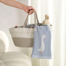 Loyfoky Baby Blanket 100% Cotton Cute Goose Swaddle Soft Newborn Receiving Blanket for Boy/Girl Crib,Stroller Blue 40x30in