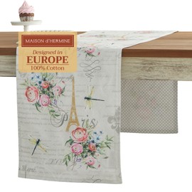 Maison d' Hermine Tablerunner 100% Cotton 14.50 Inch x 72 Inch Decorative Tablerunner Easter Table Runners for Dining, Holidays, Buffet Party & Wedding, Champ De Mars (Double Layer) - Spring/Summer
