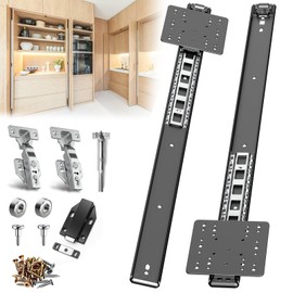 JAXYOOM Pocket Door Hardware Slide for Cabinets with Hinges,Magnetic Heavy Duty Sliders Hardware Kit for Kitchen Furniture & Recessed Doors - Silent Retractable Cabinet Rebounder0(24in,Set 1)