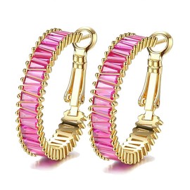 Dochais Hoop Earrings for Women Girls 18K Gold-Plated Hoop Earrings with Zirconia Hoop Earrings Huggie Earring with 925 Sterling Silver Post, Statement Hypoallergenic Earrings Gifts for Girls, 925