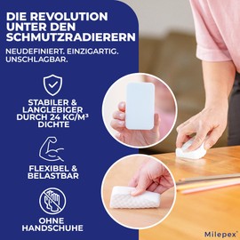 Milepex Dirt Eraser [10x] - Premium Sponge for Wall, Floor, Sneaker & Car | Magic Sponge & Magic Eraser for Household, Bathroom & Kitchen | Extra Strong & Durable | Only with Water