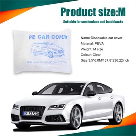 QZTYTY 2PCS Disposable Car Cover, Waterproof Car Cover, Universal Rain Dust Garage Cover with Elastic Band, 11.48X19.68 FT Clear Plastic Car Covers Car Accessories for SUV Sedan Sport Cars (M)