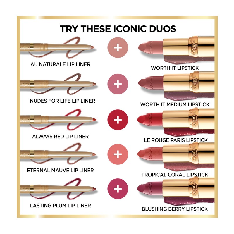 L'Oreal Paris Colour Riche Lip Liner Pencil, Creamy Lip Liner