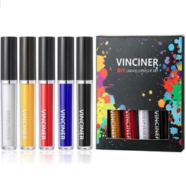 Vivipop DIY Lip Gloss - 5 Colors Lip Gloss Supplies to Make Your Own Lip Gloss Shades, DIY Makeup Lip Stain, Matte Liquid Lipstick Set for Masquerade Party Stage Daily Use Make Up
