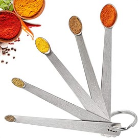 Measuring Spoons Set Stainless Steel - 5Pcs Dry Measure Spoons Liquid Teaspoon Measure Coffee Measuring Spoon - Small Spoons for Spice Jars Baking Items Cooking Spoon Sets for Kitchen with Hold Ring
