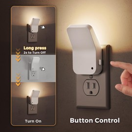 L LOHAS LED Night Light 2 Pack, Night Lights Plug into Wall with 3 Brightness Level, Dusk to Dawn, 3000K Soft White, Ideal for Bathroom Night Light, Hallway, Bedroom, etc