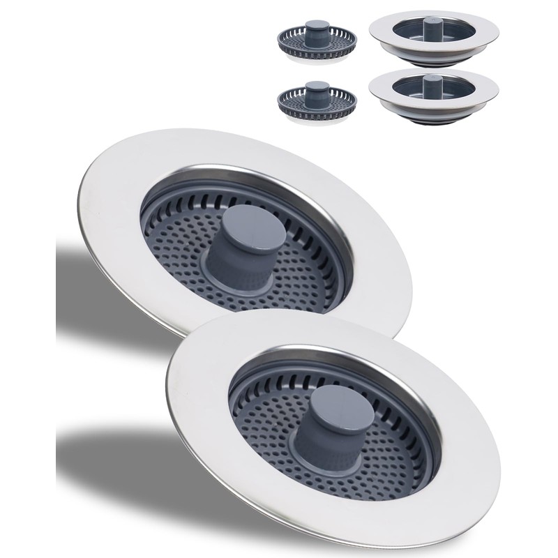 Kitchen 2 Sets Sink Strainer and Plug Combo - Universal