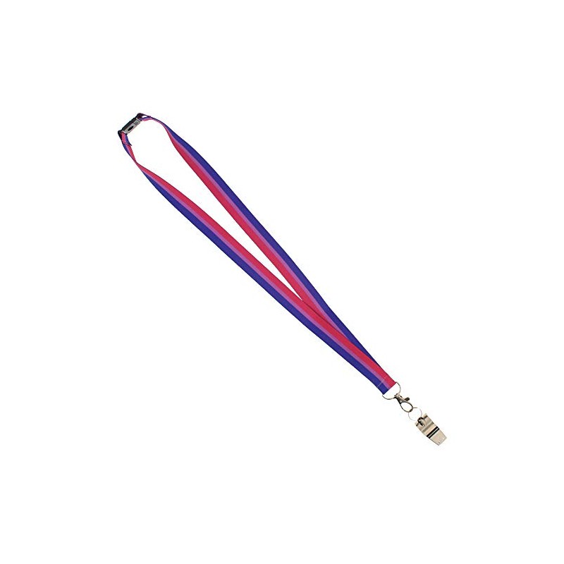 Zac's Alter Ego Shiny Metal Whistle on Bisexual Stripe Lanyard