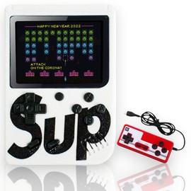 Grigioy Game Box, Supports 400 Games, SUP Type, Portable Game Console, Compatible Unit, Retro Game, Built-in 400 Types, Model with Controller (White)