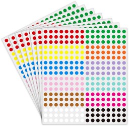 Yeachlaing 0.25 Inch Round Permanent Adhesive Color-Code Dot Stickers,12 Colors,Pack of 3456