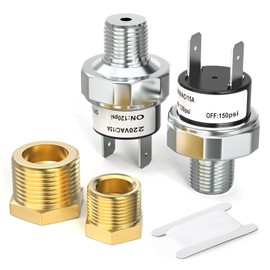 MEANLIN Air Pressure Switch 120-150 PSI Tank Mount Type Thread 1/4"NPT, DC 24V 12V Pressure Control Switch for Air Compressor/Air Horn/Air Tank