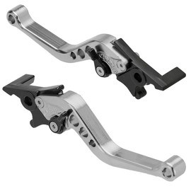 MOCNT 1 Pair Motorcycle Brake Levers 22 mm Motorcycle Clutch Lever Adjustable CNC Aluminium Brake Lever Double Disc Brake Clutch Handlebar Clutch Brake Lever Silver
