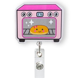 Bun in The Oven Badge Reel for Labor and Delivery Nurse & Midwife, OB Nurse Badge Reel Retractable, Maternity Ward Badge Clip, L&D Badge Accessories, Funny OB/GYN Badge Holder with Alligator Clip
