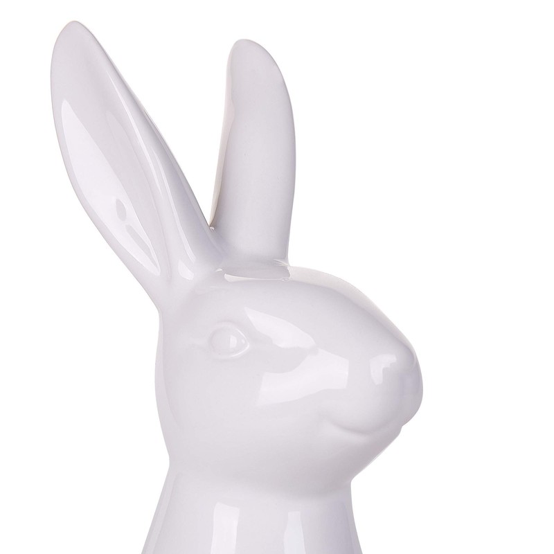 Beliani Rabbit Figurine Rabbit Easter White Ceramic Easter Decoration Rabbit