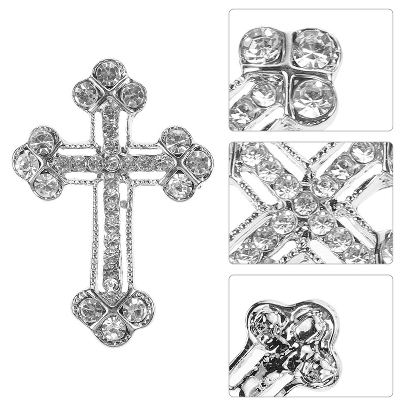 Abaodam Rhinestone Cross Brooch Pin for Women and Men Diamond-in