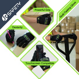 JKSafety High Performance Utility Work Gloves, all Purposes Mechanical Gloves, Guantes de Trabajo, for men and women, safety utility for works (G228-Black M)