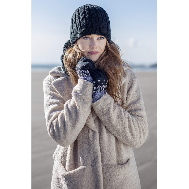 HEAT HOLDERS - Ladies Cute Striped Fairisle Warm Knitted Fleece