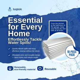 20 Pcs Water Absorbent Mats - 13.8" x 15.8" Reusable Water Absorbing Pads for Home, Kitchen, Garage, and Basement - Hand-Wringable Quick-Dry Water Absorbers (1 Pack, 20 Pcs)