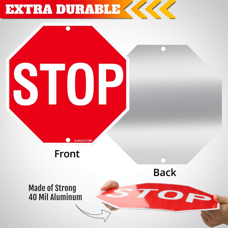 ANLEY Stop Sign 12 x 12 Inch - Diamond Quality