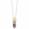 Zad Jewelry Women's Hand-Pressed Dried Lavender Quartz Crystal Pendant Necklace,
