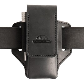 Topstache Leather Multitool Sheath for Belt - Leather Multitool Holder for Belt - EDC Belt Organizer Multitool Pouch - Two Magnetic Closure Multitool Holster - Belt Loop Leather Multitool Case, Black