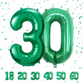 Number Balloons 30,Green Balloons 30 for Birhtday Party Decoration,40 Inch Giant Helium Foil Number Balloons for Women Men 30th Birthday Party Decor Anniversary Party Decorations Supplies