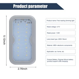 Slykew 1 PC 2835 Car LED Reading Light, 5.11" x 2.75" 18SMD ABS Installation-free Adsorption-type Three-color Touch Switching Interior Light, Replacement Accessory for Cars (White & Blue & Ice Blue)