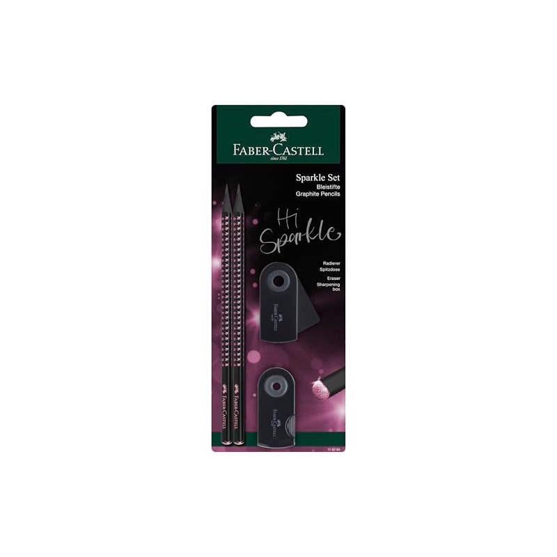 FABER-CASTELL Sparkle Midnight Rose 118296 Writing Set with 2 Pencils,