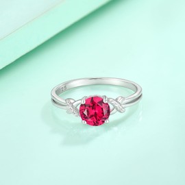 Blaniy Infinity Promise Rings for Her 925 Sterling Silver 1CT Round Cut Engagement Ring Wedding Eternity Anniversary Rings Ruby July Birthstone Jewelry Gifts for Women Size 5