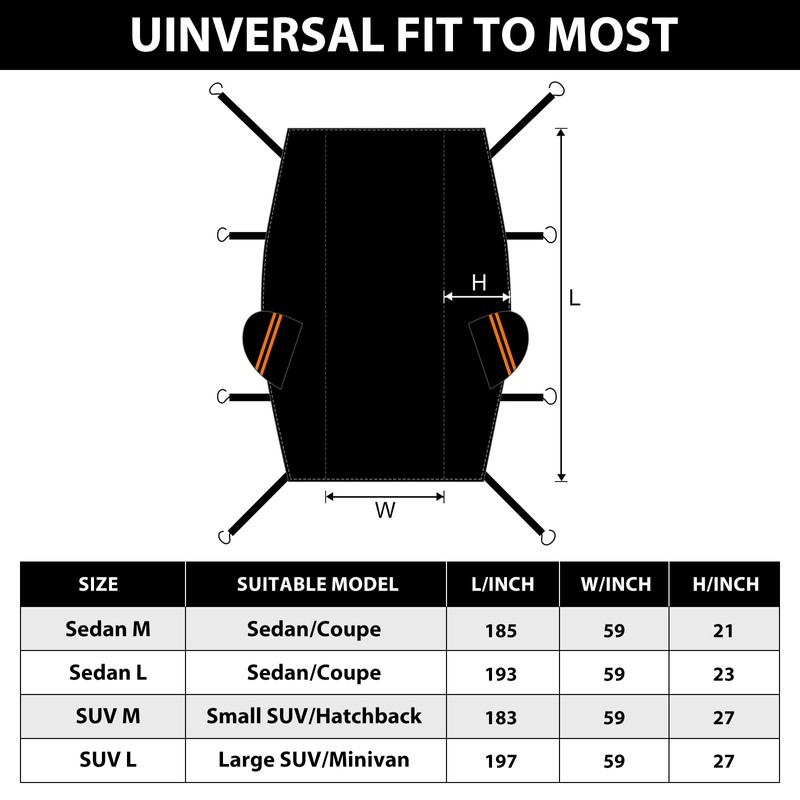 Half Car Cover Sedan M, Car Snow Cover for Windshield