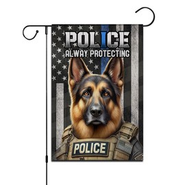 FLAGMEUP8386 Police K9 Garden Flag - Double-Sided 12x18 Inch, Weatherproof Polyester Outdoor Decor for Police & K9 Supporters