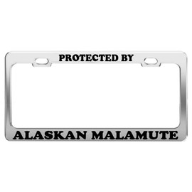 Product Express Protected by Alaskan Malamute License Plate Frame Tag Car Truck Accessories