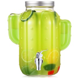 FillTouch 1 Gallon Cactus Drink Dispenser for Parties, 135 oz Clear Cactus Shaped Beverage Dispenser with Lid and Spigot for Weddings, Party, Sun Tea Jar, Water Juice Lemonade