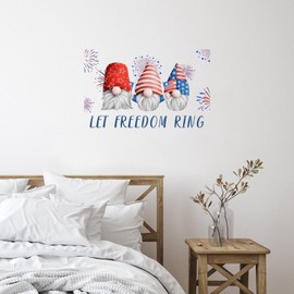 Vinyl Wall Quotes Stickers Let Freedom Ring' Gnome Creative Words Letter Stickers Wall Art US Flag Fourth of July Wall Decals Stickers for Nursery Laptop Backdrops Cups 22in