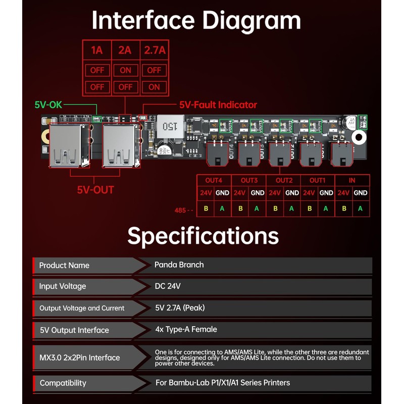 BIGTREETECH Panda Branch Expansion Board for Bambu-Lab P1/X1 Series