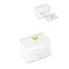 JYJHAUSE Handcrafted Butterfly Jewelry Box for Women, Ultra-clear Glass Jewelry Organizer Box, Versatile Storage Box Q-Tip Box/Organizer Cotton Round Holder Gift for Christmas Mother's Day Valentine