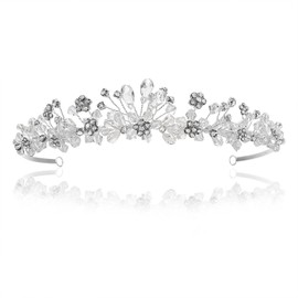 SAMKY Handmade Bridal Flower Rhinestone Crystal Prom Wedding Crown Tiara T956