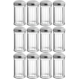OCS Parts 12-Pack 5.75" Plastic Shakers with Perforated Lids | Grated Cheese, Oregano, Spice, Chili and Red Pepper Shakers for Home and Commercial Use